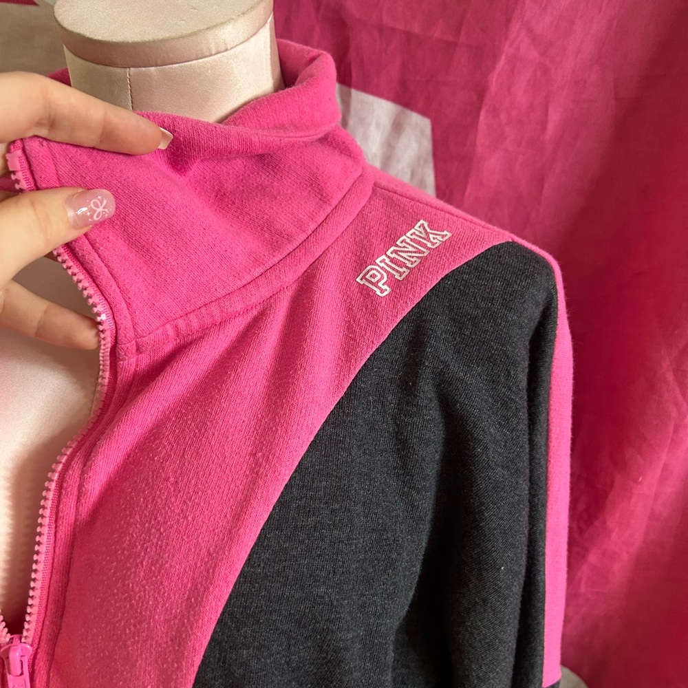 PINK Victoria's Secret Colorblock Quarter-Zip Sweatshirt - Picture 2 of 3